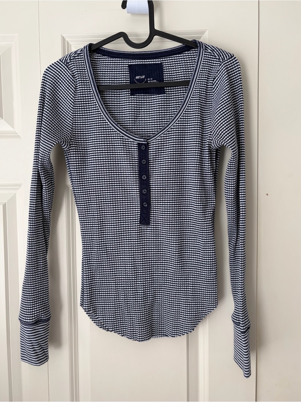 Aerie Striped Henley Long Sleeve Shirt Size XS